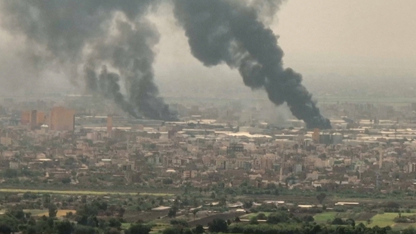 Black smoke rising over Khartoum, where fierce fighting continues