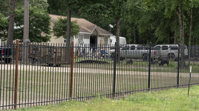 Exterior of a crime scene where five people were killed after a shooting inside in Cleveland, Texas