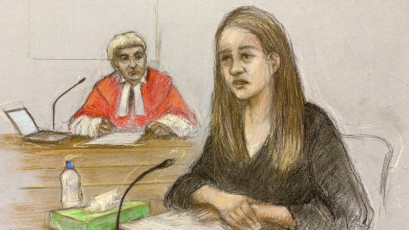 A court sketch of Lucy Letby