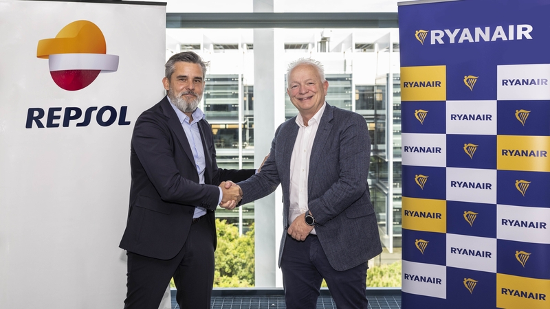 Repsol's Valero Marin and Ryanair CEO Eddie Wilson