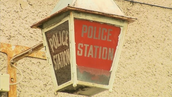 Vintage police lamp outside Kevin Street Garda Station in Dublin city centre, 2018.