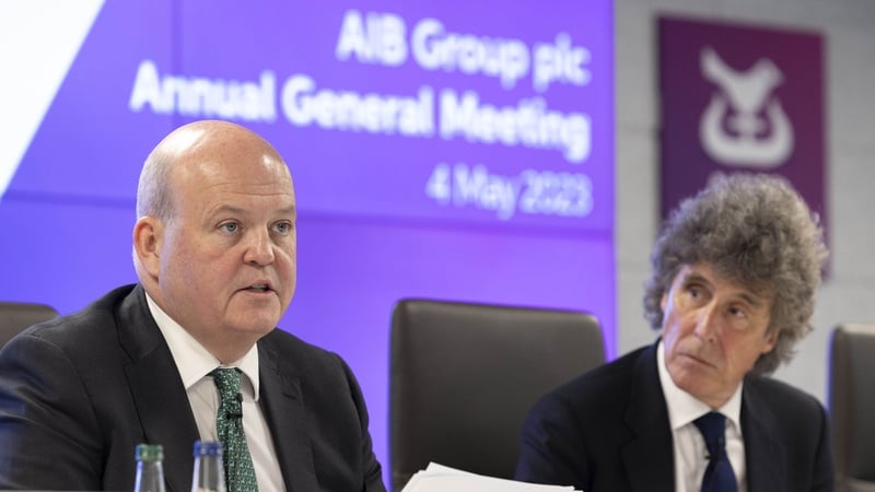 AIB CEO Colin Hunt and Chairman Jim Pettigrew at the bank's AGM today