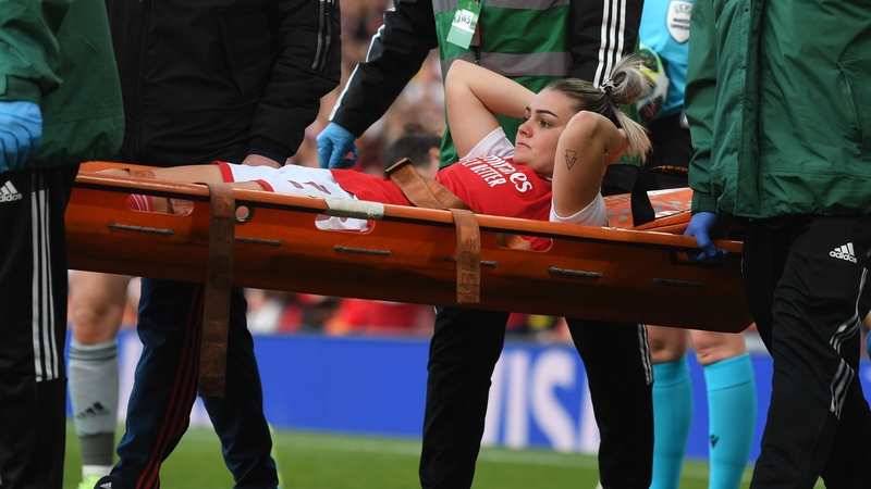 Arsenal attacker Laura Wienroither is stretchered off