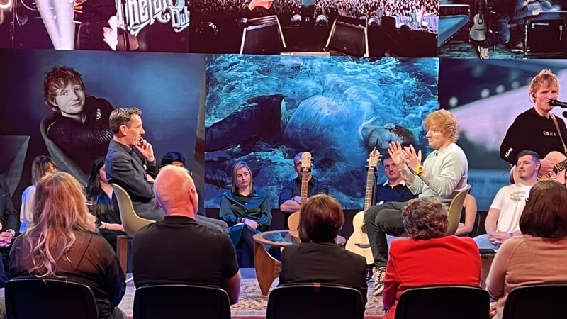 Ed Sheeran with Ryan Tubridy on The Late Late Show. Photo credits: Michelle Daly and The Late Late Show/@latelaterte and @rteone