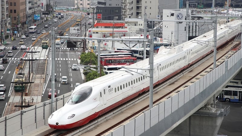 Bullet trains were temporarily suspended between the cities of Nagano and Kanazawa (file pic)