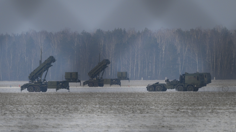 Polish-operated US Patriot surface-to-air missile systems scan the skies in Warsaw