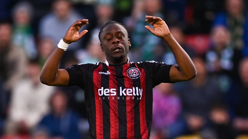 Jonathan Afolabi was denied a penalty at a crucial moment in Bohs' defeat at Tallaght Stadium