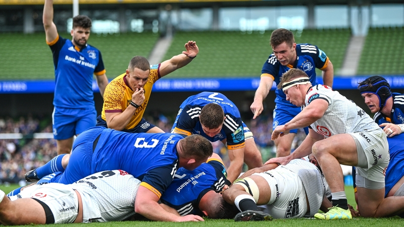 Michael Milne scored the second of Leinster's five tries