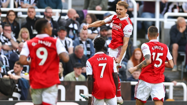 Martin Odegaard celebrates scoring the opening goal