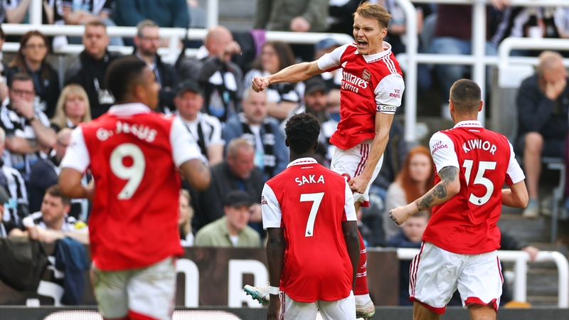 Martin Odegaard celebrates scoring the opening goal