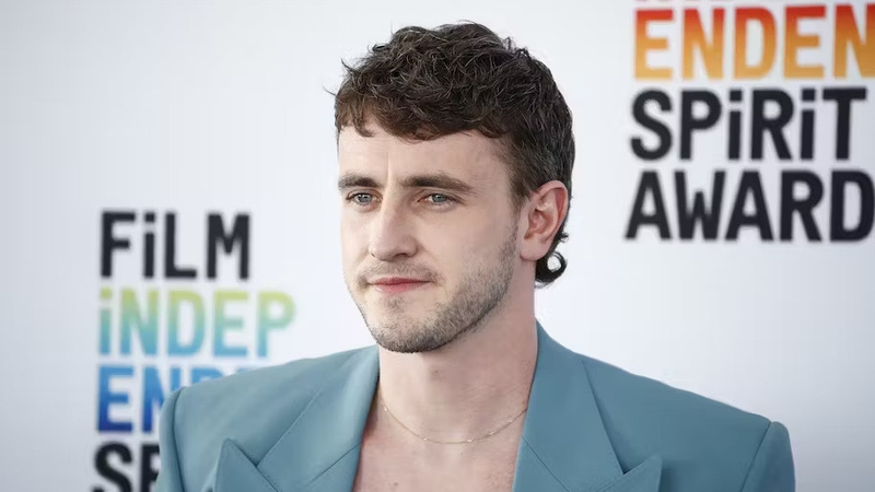 What they're all wearing at The Roost in downtown Maynooth: Paul Mescal and his mullet. Photo: Caroline Brehman/EPA