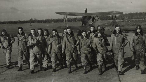 Air Corps airgunners at Baldonnel Aerodrome in March 1941 with a Gloster Gladiator in the background. Photo: Military Archives, Cathal Brugha Barracks