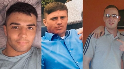 Karl Freeman (L), Dean Maguire (C) and Graham Taylor died when a car burst into flames following a head-on crash