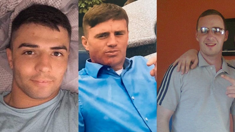 Karl Freeman (L), Dean Maguire (C) and Graham Taylor died when a car burst into flames following a head-on crash