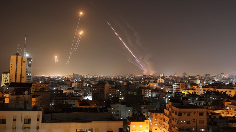 Israel's Iron Dome air defence system intercepts rockets launched from Gaza City