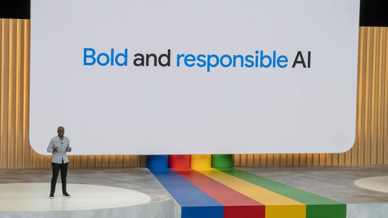 James Manyika, senior vice president of Alphabet, during the Google I/O Developers Conference