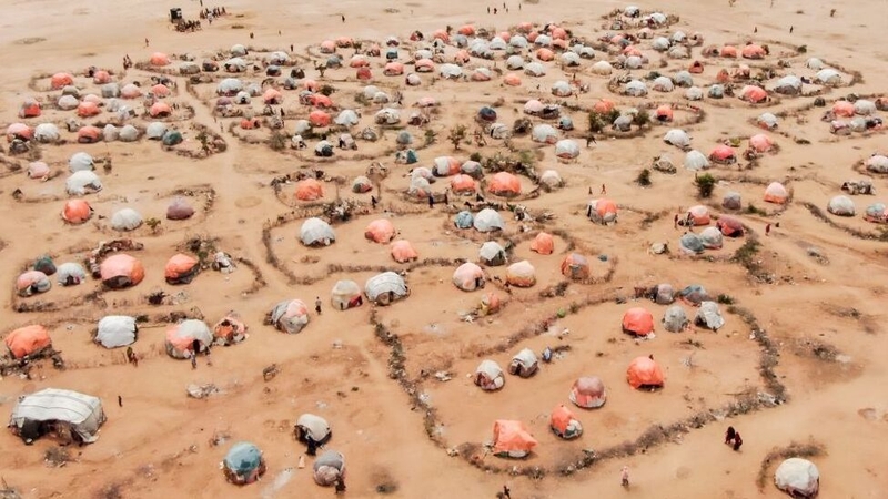 A camp for people internally displaced by drought in Dolow, Somalia