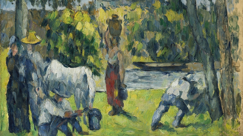 The work depicts a vibrant, imaginary landscape with a woman carrying a water jug upon her head in the centre (Image: National Gallery of Ireland)