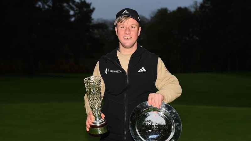 Brendan Lawlor with the silverware after his triumph