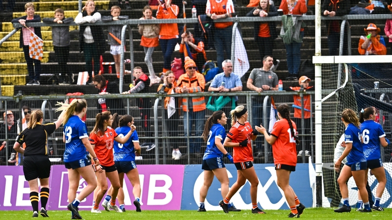 Aimee Mackin of Armagh celebrates after scoring her side's third goal
