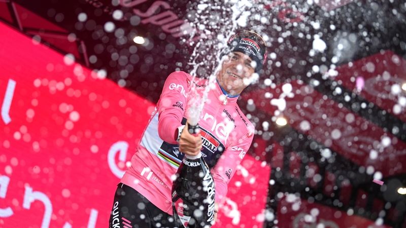 Remco Evenepoel of Belgium and Team Soudal celebrates