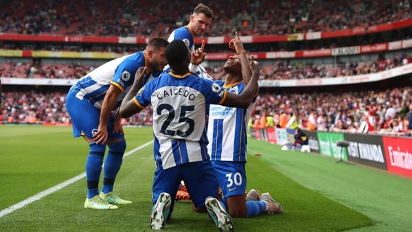 Pervis Estupinan of Brighton & Hove Albion celebrates
