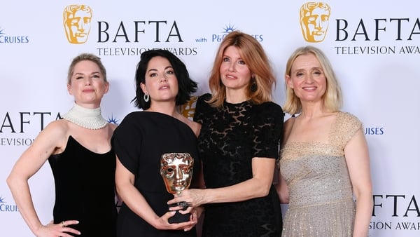 Eva Birthistle, Sarah Greene, Sharon Horgan and Anne-Marie Duff with the Drama Series Award for 'Bad Sisters'