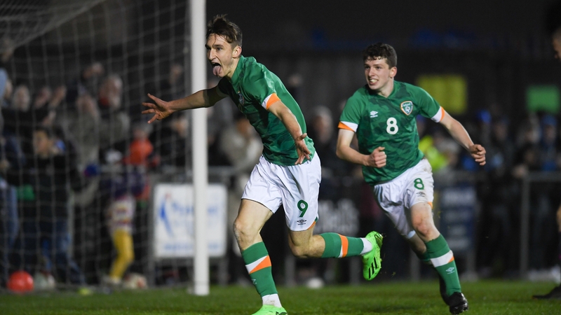 Mason Melia after scoring for Ireland in the Victory Shield last November