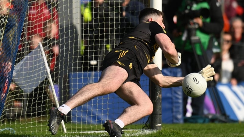 Derry goalkeeper Odhran Lynch saves a penalty against Armagh in the Ulster final