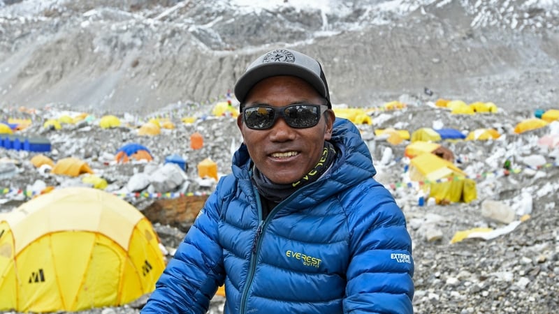 Kami Rita Sherpa pictured at the Everest base camp in 2021