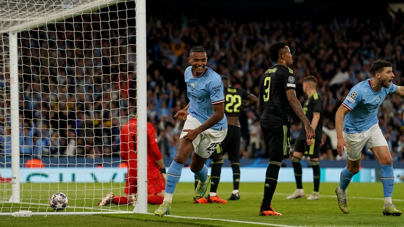 Manuel Akanji celebrate's City's third