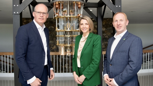 Simon Coveney (L) Michael Lohan (R) and Deborah Threadgold (C) pictured as IBM announced its new training programme