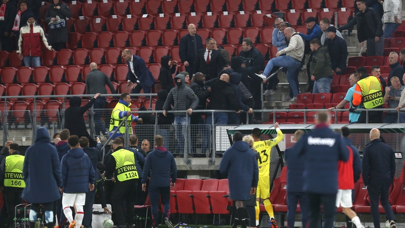 West Ham players confronted some AZ Alkmaar fans after the game