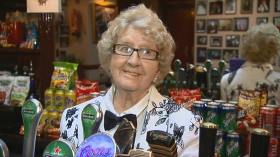 Maureen Grant in Maureen's Bar at the Olympia Theatre in Dublin, 2013.