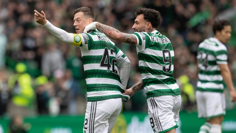 Celtic's Callum McGregor celebrates after making it 2-2