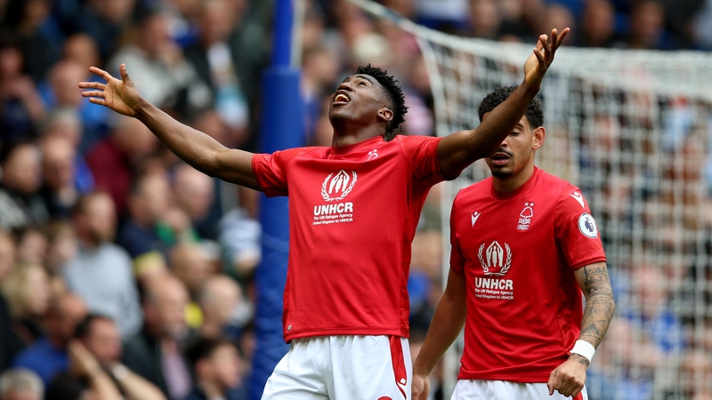 Taiwo Awoniyi celebrates the winning goal for Nottingham Forest