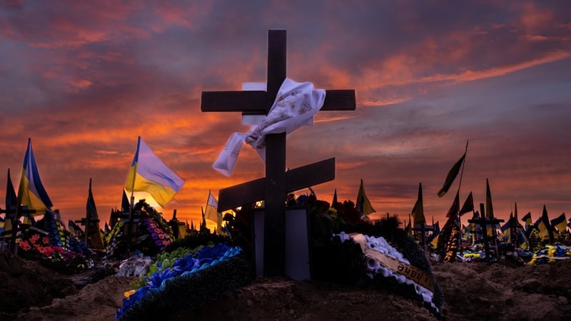 Graves in the Kharkiv - the military section of the cemetery is almost full as many recent casualties were killed in Bakhmut