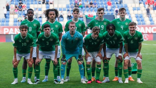 The Ireland Under-17s side which started in the 3-0 win over Wales on Saturday with Naj Razi (bottom row, far left) and Ike Orazi (2nd from right, bottom row)