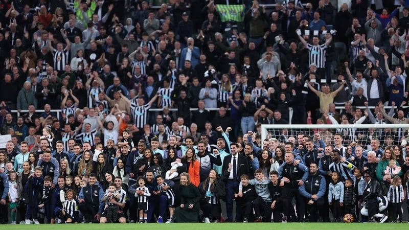 Newcastle players, staff and families celebrate their top-four finish