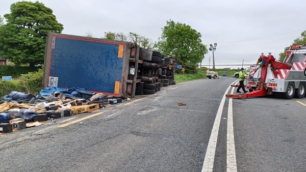 The lorry overturned at around 9pm last night