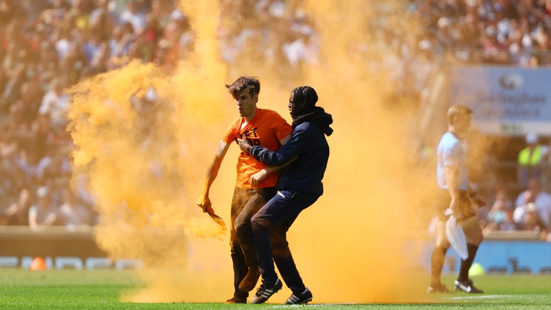 A protestor disrupted the Premiership Rugby final