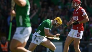Limerick's Seamus Flanagan reacts after scoring his goal against Cork