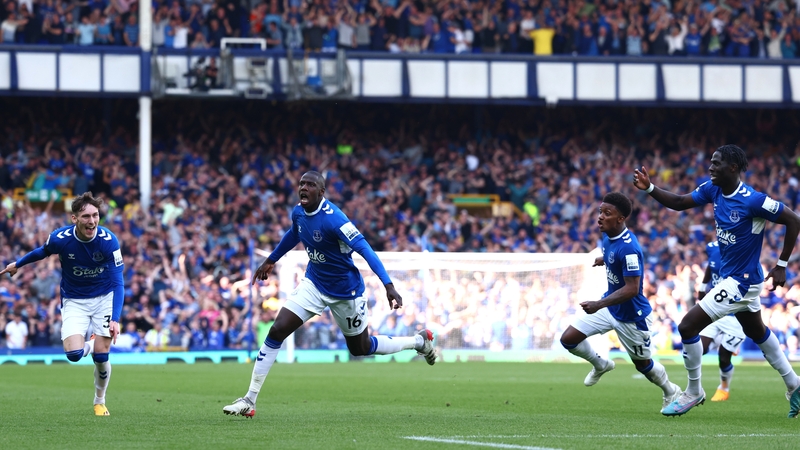 Abdoulaye Doucoure of Everton celebrates the goal that keeps his side in the Premier League