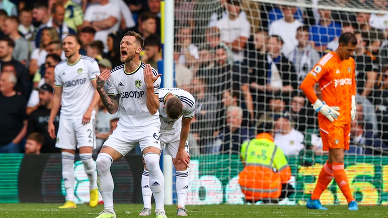 Leeds United's Liam Cooper reacts to going 3-1 down