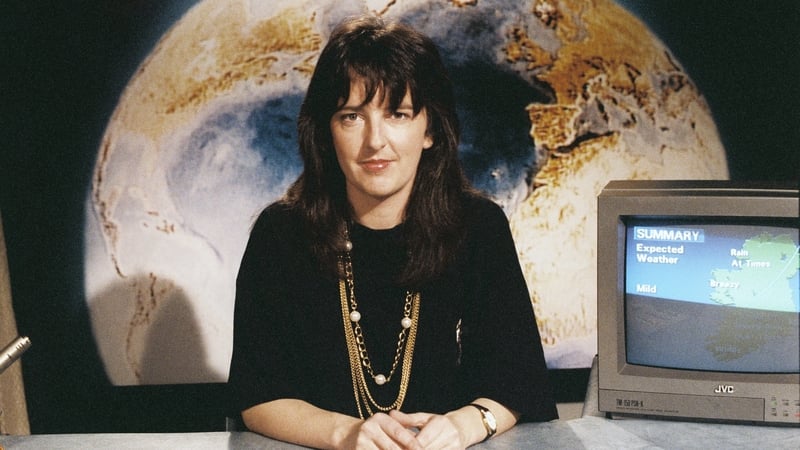 Meteorologist and RTÉ Weather forecaster Evelyn Cusack, seen here sitting at her desk in the weather studio in November 1988.