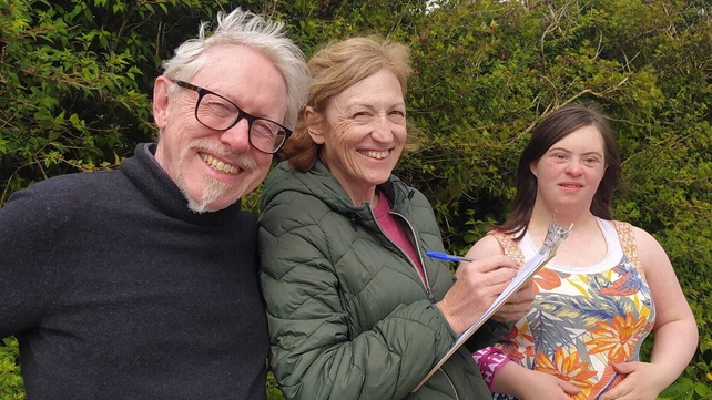 Vincent Woods with Jackie and Ruby Jefferson at the Inishbofin Half Marathon & 10K in aid of Down Syndrome Galway