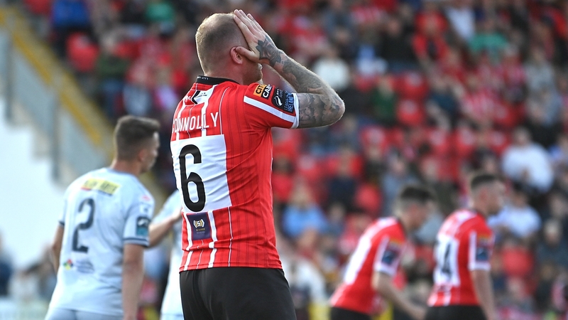 Mark Connolly hit the post shortly after the half hour mark