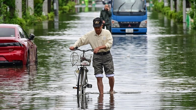 The inundation has been caused by the remnants of former Typhoon Mawar