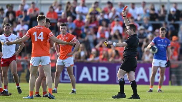 Rian O'Neill is sent off late in first half