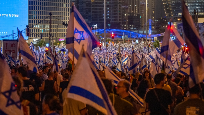 Israeli media said nearly 100,000 people gathered in Tel Aviv for yesterday's protest